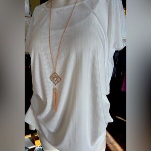 White Short Sleeve Top with Necklace